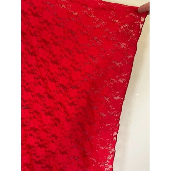 Retro Floral Sheer Lace Top OS Red Sexy Mesh Oversized Romantic Vampire 80s Chic - Picture 7 of 9